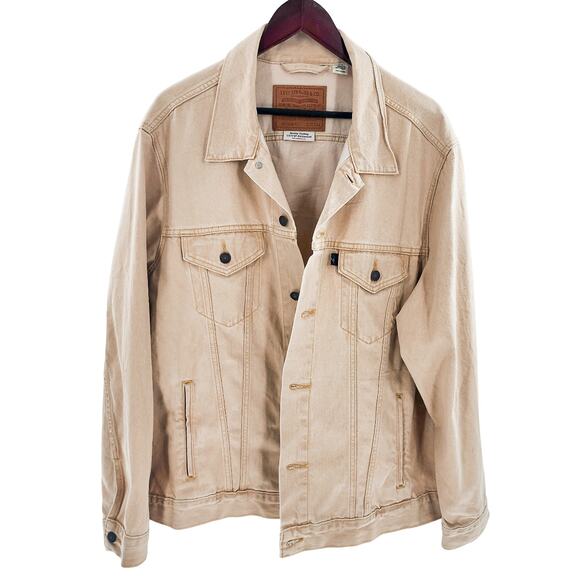 Levi’s Men’s Jean Jacket Vintage Fit Trucker Denim Tan Size XXL Button Front - Picture 2 of 16